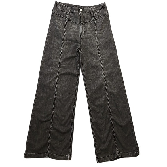 Altar'd State Denim - Altar'd State Nico Wide Leg Jeans 32 High Waist Pintuck Seam Acid Wash Black